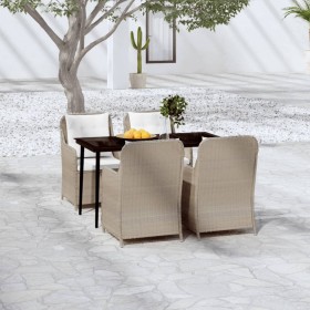 Juego de comedor de jardín 5 piezas con cojines marrón de vidaXL, Conjuntos de jardín - Ref: Foro24-3099567, Precio: 752,99 €...