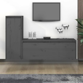 TV-Möbel 2-teilig aus massivem grauem Kiefernholz von vidaXL, TV-Möbel - Ref: Foro24-3100116, Preis: 107,79 €, Rabatt: %