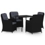 Juego de comedor para jardín 5 piezas negro de vidaXL, Conjuntos de jardín - Ref: Foro24-3099572, Precio: 714,90 €, Descuento: %