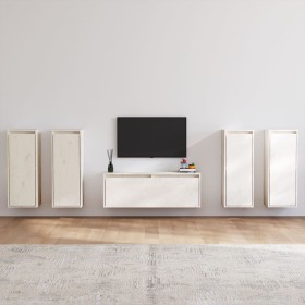 TV furniture set, 5 pieces made of solid white pine wood by vidaXL, TV Furniture - Ref: Foro24-3100215, Price: 230,37 €, Disc...