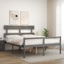 Estructura de cama con cabecero madera maciza gris 160x200 cm de vidaXL, Camas y somieres - Ref: Foro24-3195363, Precio: 146,...