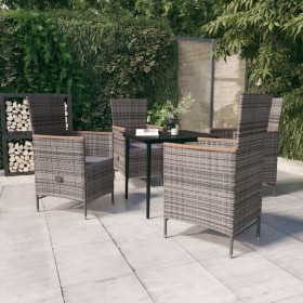 Juego de comedor de jardín 5 piezas con cojines gris de vidaXL, Conjuntos de jardín - Ref: Foro24-3099450, Precio: 754,99 €, ...