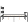 Estructura de cama con cabecero madera maciza gris 160x200 cm de vidaXL, Camas y somieres - Ref: Foro24-3195363, Precio: 146,...