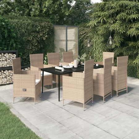 9-piece garden dining set with beige cushions by vidaXL, Garden sets - Ref: Foro24-3099460, Price: 1,00 €, Discount: %