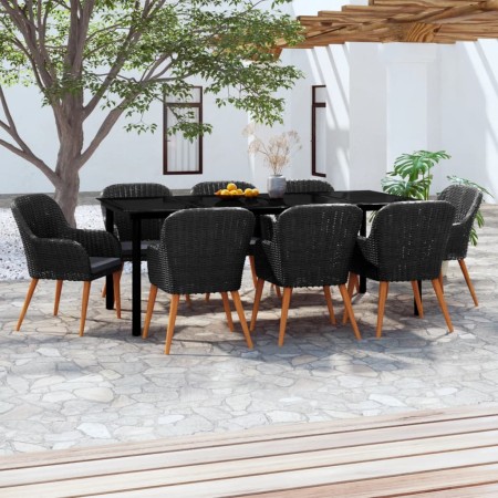 9-teiliges Garten-Ess-Set mit Kissen schwarz von vidaXL, Gartensets - Ref: Foro24-3099510, Preis: 1,00 €, Rabatt: %