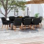 Juego de comedor de jardín 9 piezas con cojines negro de vidaXL, Conjuntos de jardín - Ref: Foro24-3099510, Precio: 1,00 €, D...