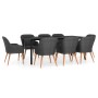 Juego de comedor de jardín 9 piezas con cojines negro de vidaXL, Conjuntos de jardín - Ref: Foro24-3099510, Precio: 1,00 €, D...