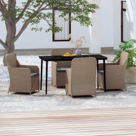 Juego de comedor de jardín 5 piezas con cojines marrón de vidaXL, Conjuntos de jardín - Ref: Foro24-3099549, Precio: 635,50 €...