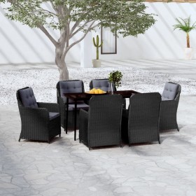 Juego de comedor para jardín 7 piezas negro de vidaXL, Conjuntos de jardín - Ref: Foro24-3099574, Precio: 1,00 €, Descuento: %