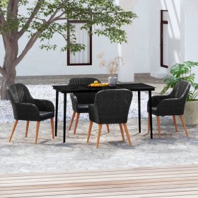 Juego de comedor de jardín 5 piezas con cojines negro de vidaXL, Conjuntos de jardín - Ref: Foro24-3099519, Precio: 503,99 €,...