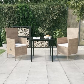 3-piece garden dining set with beige cushions by vidaXL, Garden sets - Ref: Foro24-3099455, Price: 370,99 €, Discount: %