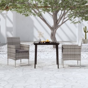 3-piece garden dining set with gray and black cushions by vidaXL, Garden sets - Ref: Foro24-3099311, Price: 226,20 €, Discoun...