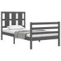 Estructura de cama con cabecero madera maciza gris 90x200 cm de vidaXL, Camas y somieres - Ref: Foro24-3194103, Precio: 107,9...