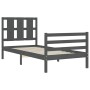 Estructura de cama con cabecero madera maciza gris 90x200 cm de vidaXL, Camas y somieres - Ref: Foro24-3194103, Precio: 107,9...