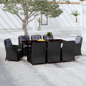 Juego de comedor de jardín 9 piezas negro de vidaXL, Conjuntos de jardín - Ref: Foro24-3099564, Precio: 1,00 €, Descuento: %