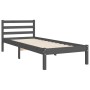 Estructura de cama con cabecero madera maciza gris 90x200 cm de vidaXL, Camas y somieres - Ref: Foro24-3194103, Precio: 107,9...