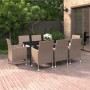 Set comedor de jardín 9 pzas y cojines ratán sintético y vidrio de vidaXL, Conjuntos de jardín - Ref: Foro24-3099708, Precio:...