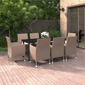 Garden dining set 9 pieces and synthetic rattan and glass cushions by vidaXL, Garden sets - Ref: Foro24-3099708, Price: 779,9...