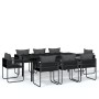 Juego de comedor de jardín 9 piezas negro de vidaXL, Conjuntos de jardín - Ref: Foro24-3099082, Precio: 921,06 €, Descuento: %