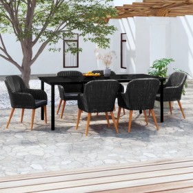 Juego de comedor de jardín 7 piezas con cojines negro de vidaXL, Conjuntos de jardín - Ref: Foro24-3099509, Precio: 835,99 €,...