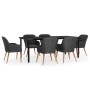 Juego de comedor de jardín 7 piezas con cojines negro de vidaXL, Conjuntos de jardín - Ref: Foro24-3099509, Precio: 834,02 €,...