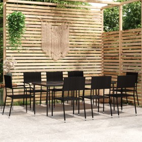 Juego de comedor de jardín 9 piezas negro de vidaXL, Conjuntos de jardín - Ref: Foro24-3099594, Precio: 530,40 €, Descuento: %