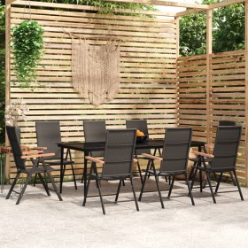 Juego de comedor para jardín 9 piezas negro de vidaXL, Conjuntos de jardín - Ref: Foro24-3099124, Precio: 691,99 €, Descuento: %