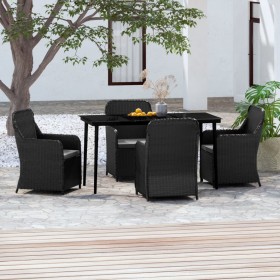 Juego de comedor de jardín 5 piezas con cojines negro de vidaXL, Conjuntos de jardín - Ref: Foro24-3099543, Precio: 581,99 €,...