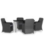 Juego de comedor de jardín 5 piezas con cojines negro de vidaXL, Conjuntos de jardín - Ref: Foro24-3099543, Precio: 679,16 €,...