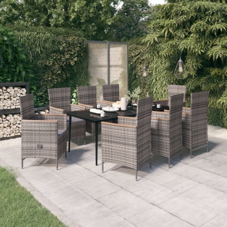 9-piece garden dining set with gray cushions by vidaXL, Garden sets - Ref: Foro24-3099454, Price: 1,00 €, Discount: %