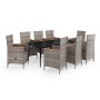 9-piece garden dining set with gray cushions by vidaXL, Garden sets - Ref: Foro24-3099454, Price: 1,00 €, Discount: %