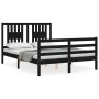 Bed frame with black solid wood headboard 140x200 cm by vidaXL, Beds and slatted bases - Ref: Foro24-3194575, Price: 159,02 €...