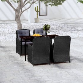 Juego de comedor para jardín 5 piezas negro de vidaXL, Conjuntos de jardín - Ref: Foro24-3099573, Precio: 662,99 €, Descuento: %