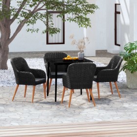 Juego de comedor de jardín 5 piezas con cojines negro de vidaXL, Conjuntos de jardín - Ref: Foro24-3099518, Precio: 460,05 €,...