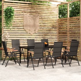 Juego de comedor para jardín 9 piezas negro de vidaXL, Conjuntos de jardín - Ref: Foro24-3099118, Precio: 703,99 €, Descuento: %