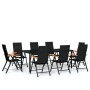 Juego de comedor para jardín 9 piezas negro de vidaXL, Conjuntos de jardín - Ref: Foro24-3099118, Precio: 815,71 €, Descuento: %