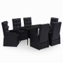 Juego de comedor de jardín 7 piezas con cojines negro de vidaXL, Conjuntos de jardín - Ref: Foro24-3099494, Precio: 1,00 €, D...