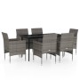 Juego de comedor de jardín 7 piezas con cojines gris y negro de vidaXL, Conjuntos de jardín - Ref: Foro24-3099314, Precio: 53...