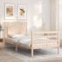 Bed frame with solid wood headboard 90x200 cm by vidaXL, Beds and slatted bases - Ref: Foro24-3194036, Price: 102,17 €, Disco...