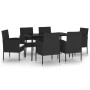 Juego de comedor para jardín 7 piezas negro de vidaXL, Conjuntos de jardín - Ref: Foro24-3099622, Precio: 482,90 €, Descuento: %