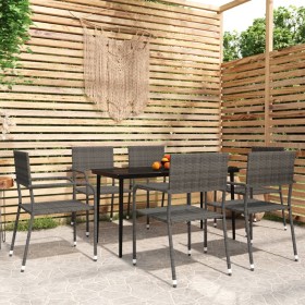 Juego de comedor para jardín 7 piezas gris de vidaXL, Conjuntos de jardín - Ref: Foro24-3099598, Precio: 390,44 €, Descuento: %