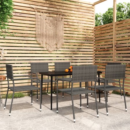 Juego de comedor para jardín 7 piezas gris de vidaXL, Conjuntos de jardín - Ref: Foro24-3099598, Precio: 319,99 €, Descuento: %