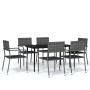 Juego de comedor para jardín 7 piezas gris de vidaXL, Conjuntos de jardín - Ref: Foro24-3099598, Precio: 319,99 €, Descuento: %