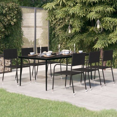 Mesa de comedor para jardín acero y vidrio negro 200x100x74 cm de vidaXL, Mesas de jardín - Ref: Foro24-3100108, Precio: 224,...