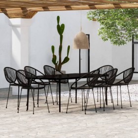 Juego de comedor de jardín 9 piezas negro de vidaXL, Conjuntos de jardín - Ref: Foro24-3099136, Precio: 1,00 €, Descuento: %