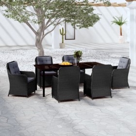 Juego de comedor para jardín 7 piezas negro de vidaXL, Conjuntos de jardín - Ref: Foro24-3099563, Precio: 1,00 €, Descuento: %