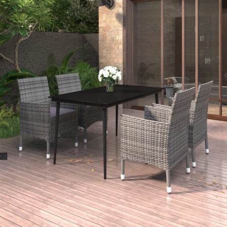 Set comedor de jardín 5 pzas y cojines ratán sintético y vidrio de vidaXL, Conjuntos de jardín - Ref: Foro24-3099741, Precio:...