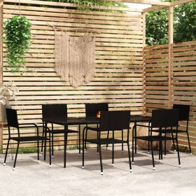 7-piece black garden dining set by vidaXL, Garden sets - Ref: Foro24-3099593, Price: 401,99 €, Discount: %