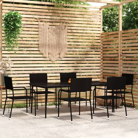 Juego de comedor para jardín 7 piezas negro de vidaXL, Conjuntos de jardín - Ref: Foro24-3099593, Precio: 383,55 €, Descuento: %