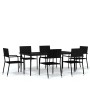 Juego de comedor para jardín 7 piezas negro de vidaXL, Conjuntos de jardín - Ref: Foro24-3099593, Precio: 401,99 €, Descuento: %